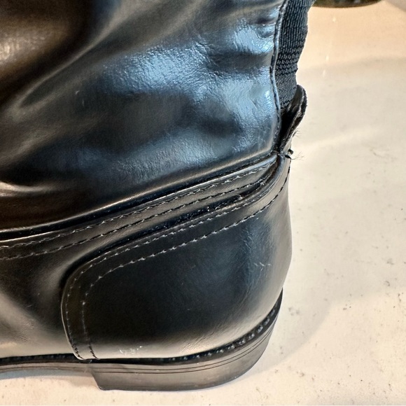 TOMMY HILFIGER Ivane Black Leather Boots with Sliver Monogram, EUC - Picture 9 of 16